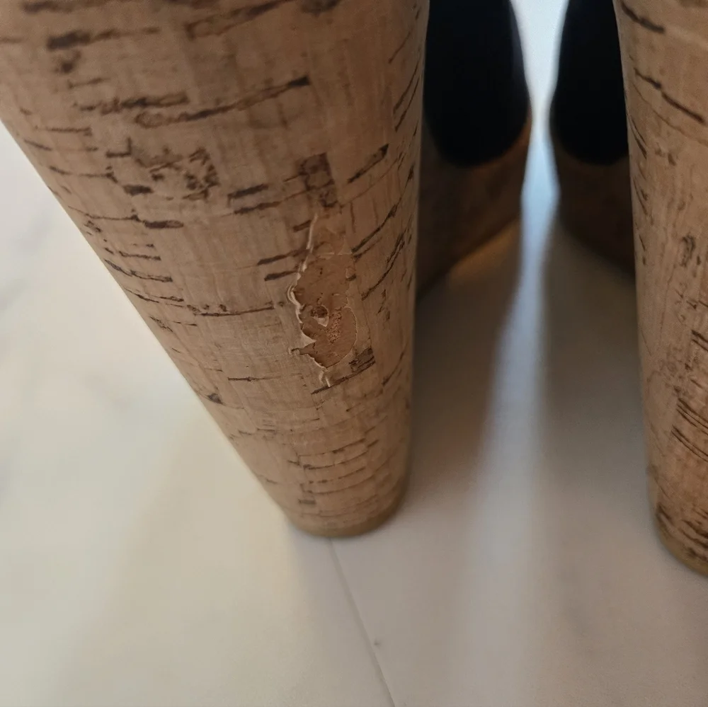 Stuart Weitzman Dark Blue High Heel Corkswoon Wedge Size 9.5 - Picture 3 of 10